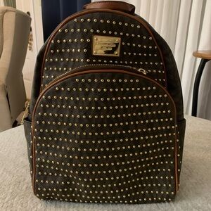 Michael Kors Black and Gold Studded Backpack